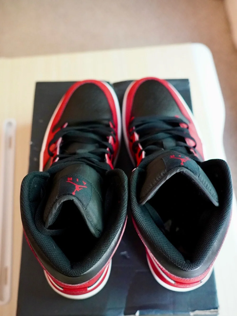 Jordan Air Retro High Top Sneakers Red and Black